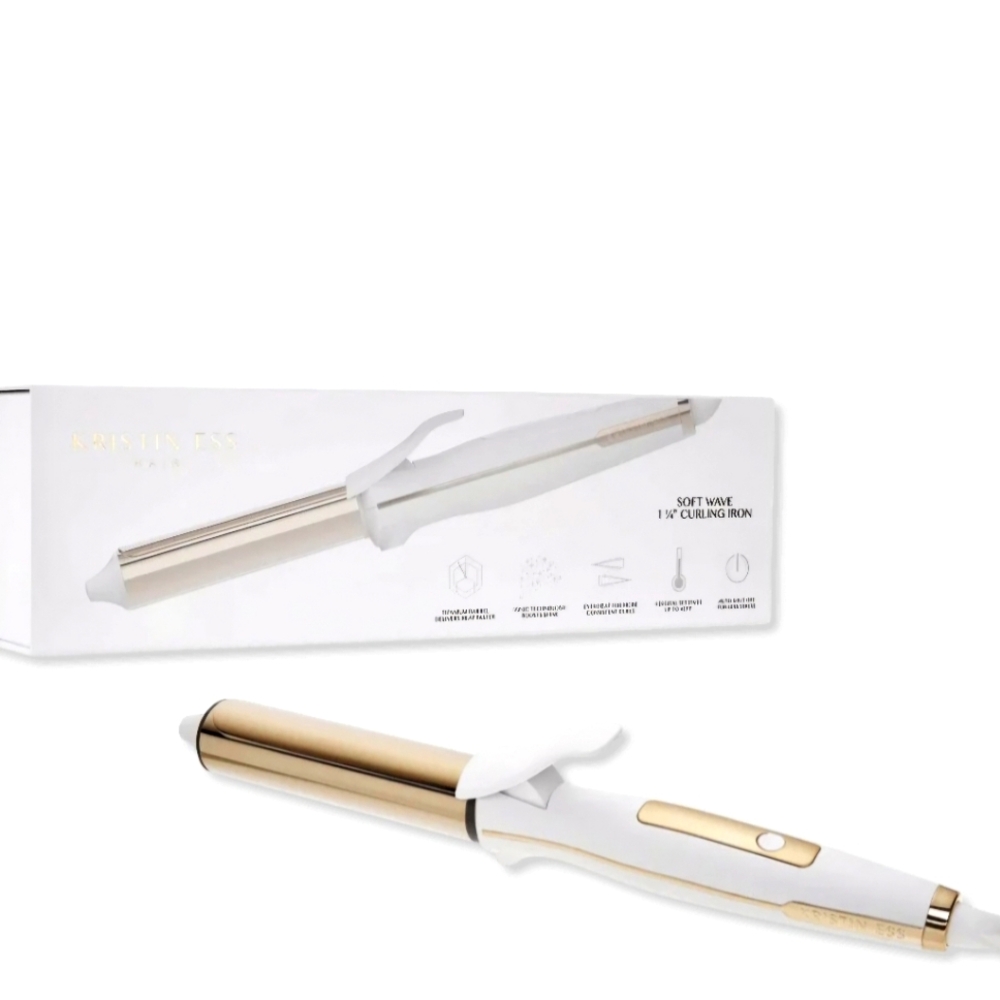 Kristin Ess Gold Titanium & White Curling Iron -  1.25’ NEW in box